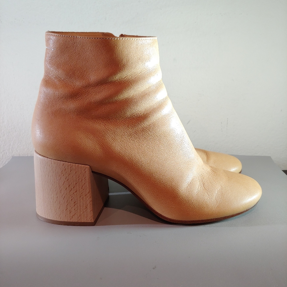 maison margiela Women's Ankle Leather Boots Brown Neutral Sz 10.5 Eu 41